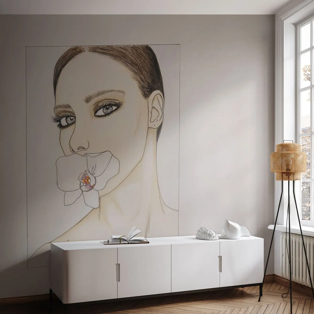 Fotobehang Premium Canvas - Een symbool van elegantie en schoonheid - Abstractie, Deel, Vrouw - 250x175 cm