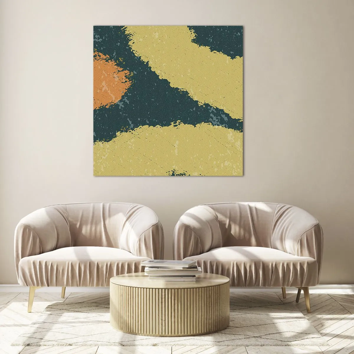 Schilderen op glas - Abstractie – langzame beweging - 70x70 cm