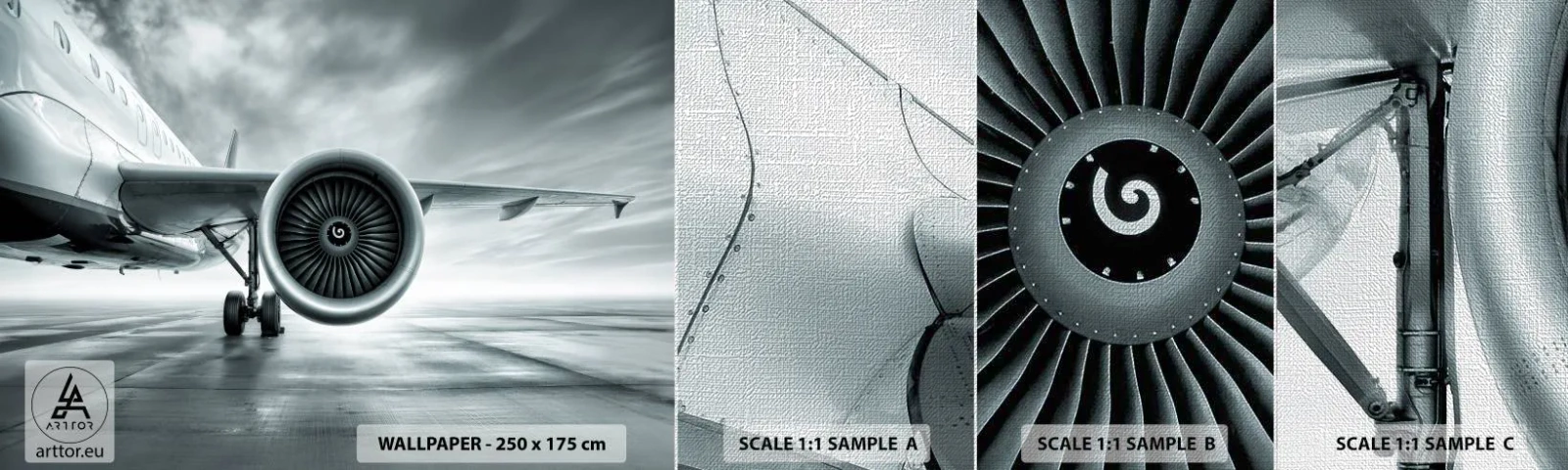 Fotobehang Monster Premium Canvas - Er is kracht! - Vliegtuig, Reis, Bedrijf - 100x30 cm