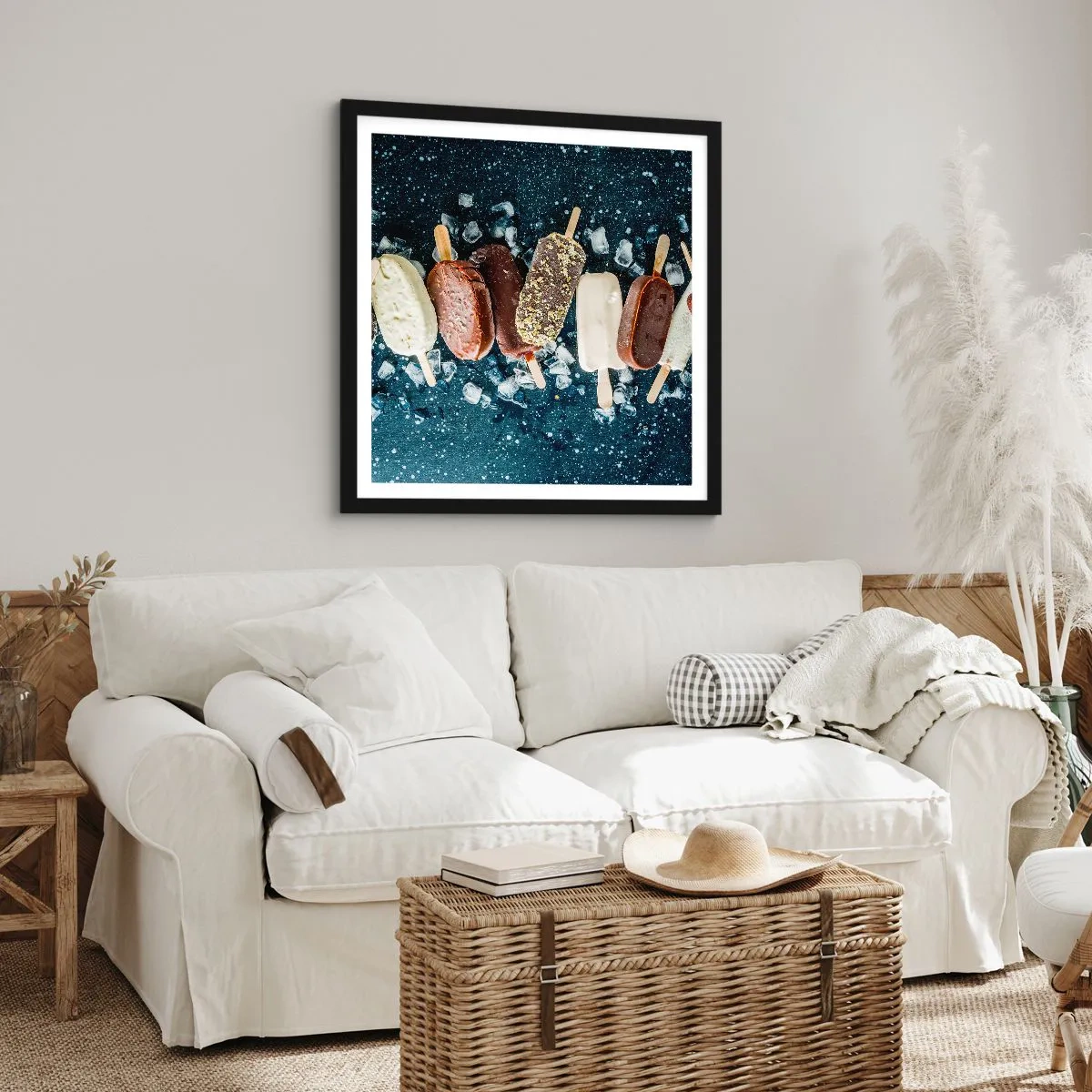 Poster in een zwarte lijst - De smaak van hete zomer - 30x30 cm