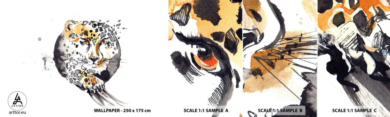 Fotobehang Staaltje Standard Eco - Roofzuchtige schoonheid - Dieren, Panter, Natuur - 100x30 cm