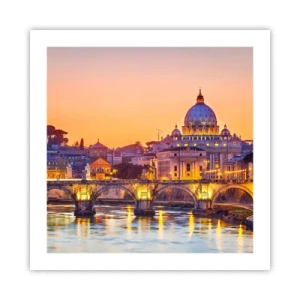 Poster - Zonsondergang boven de Eeuwige Stad - 50x50 cm