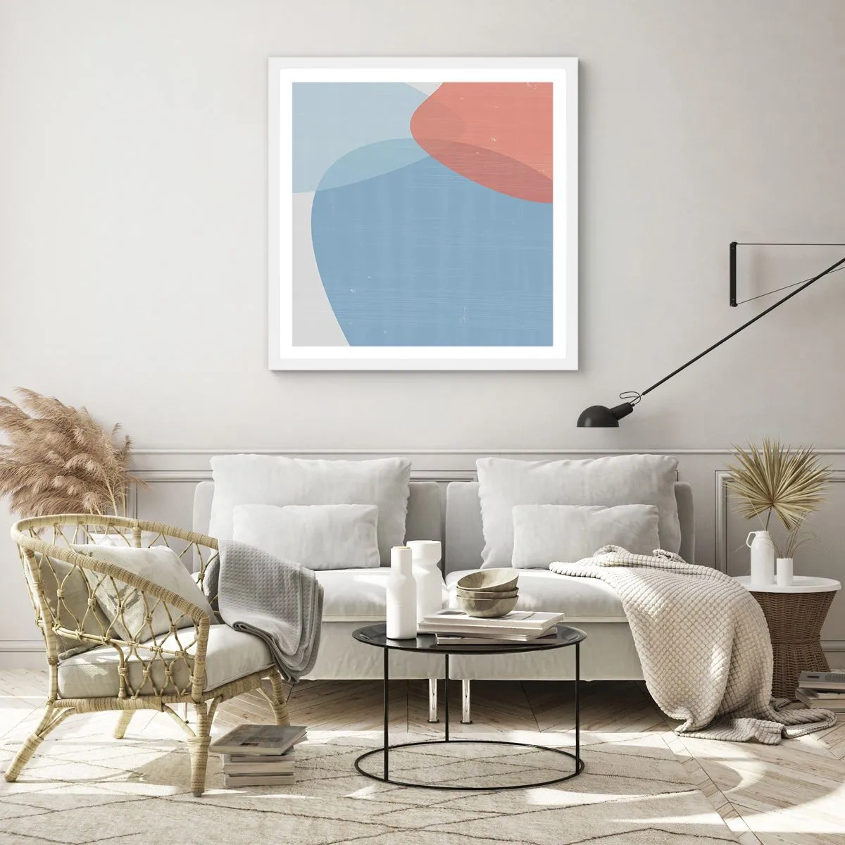 Poster in een witte lijst - Pastelkleurige relaties - 60x60 cm