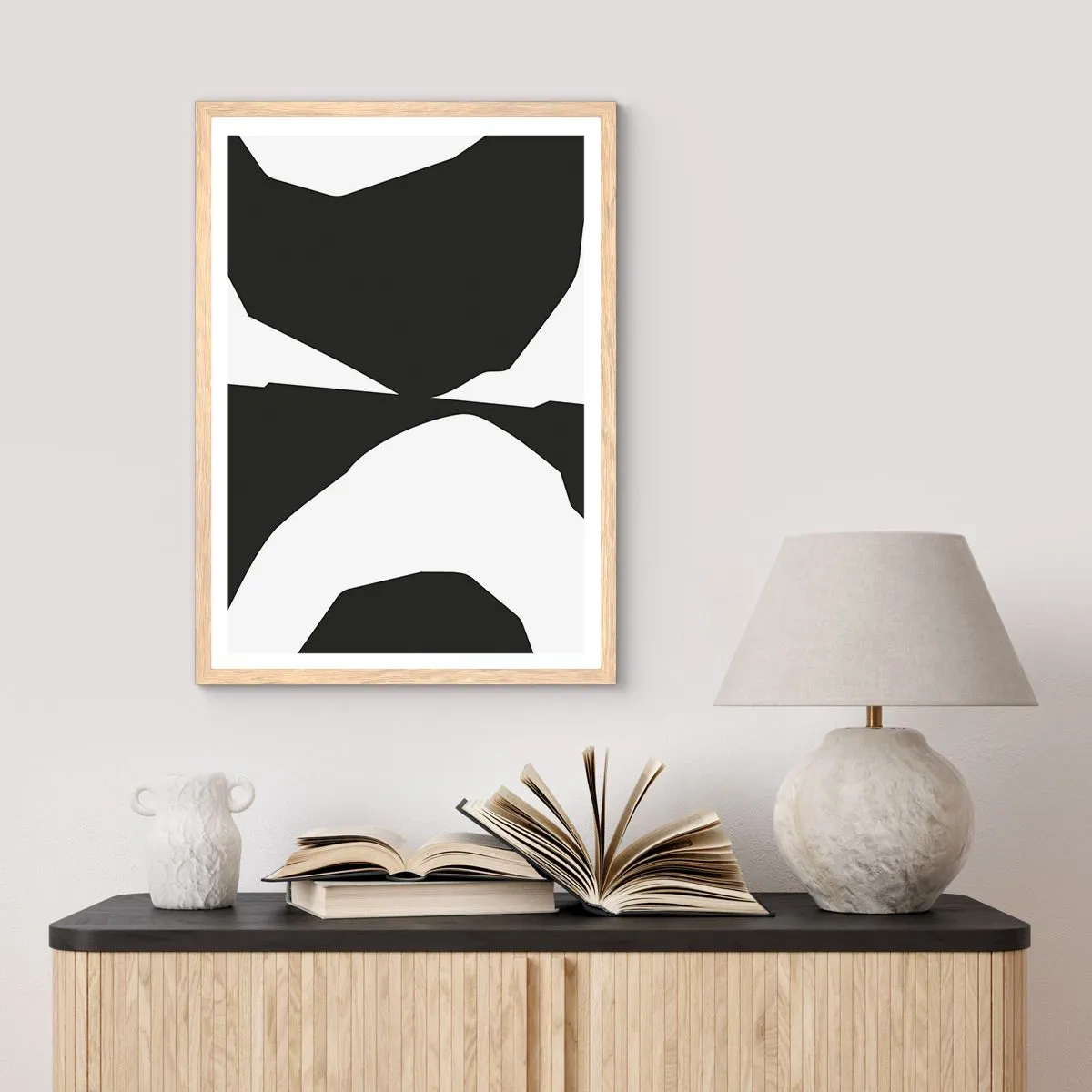 Een poster in een licht eiken lijst - Positief – negatief - 70x100 cm