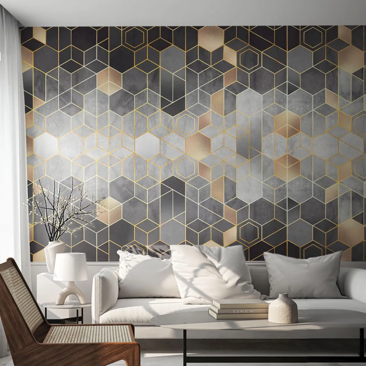 Zelfklevend Fotobehang Deluxe Sticker - Diamant samenstelling - Abstractie, Deel, Grafisch - 250x175 cm