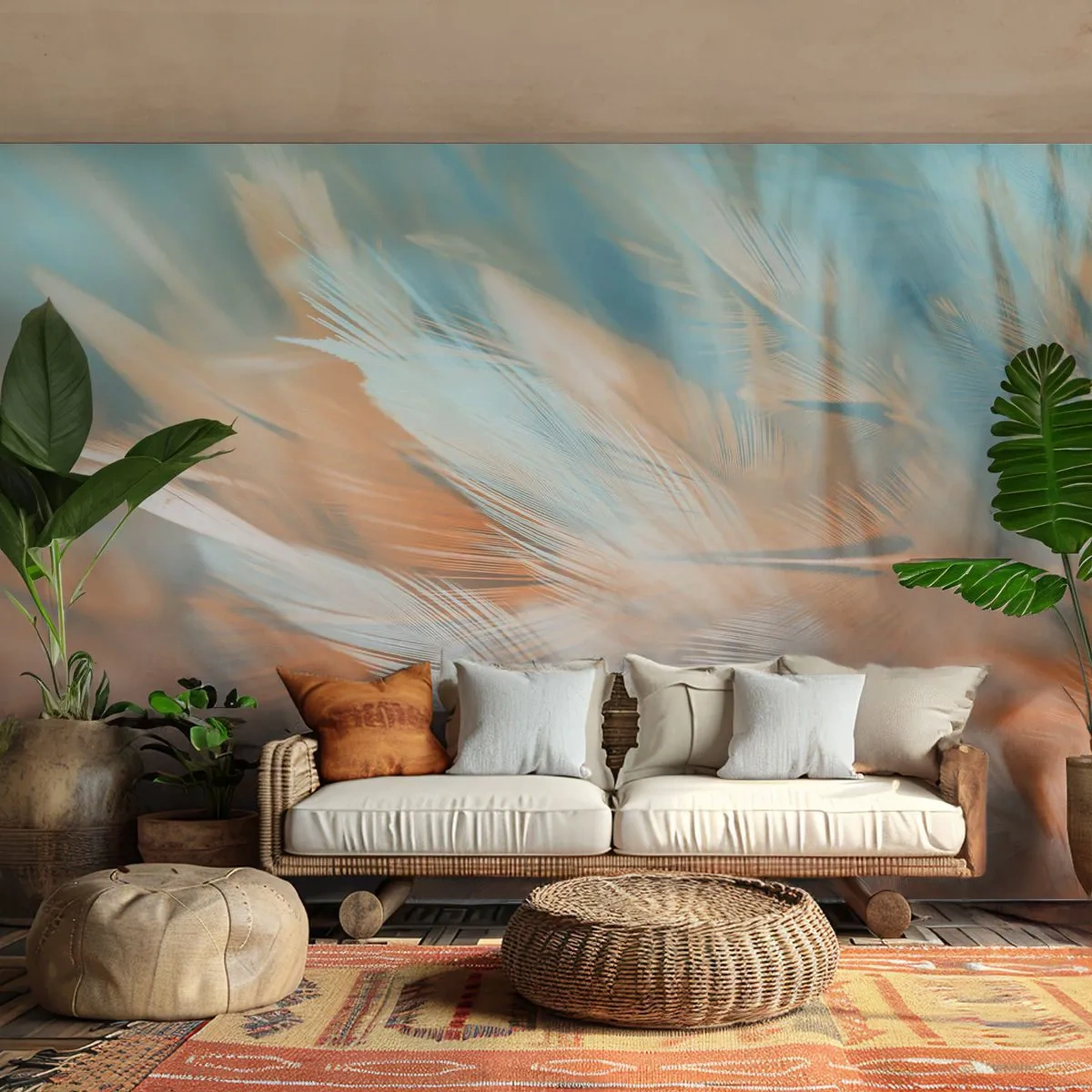 Fotobehang Premium Sand - In het land van zachtheid - Delicaat, Veren, Minimalisme - 250x175 cm