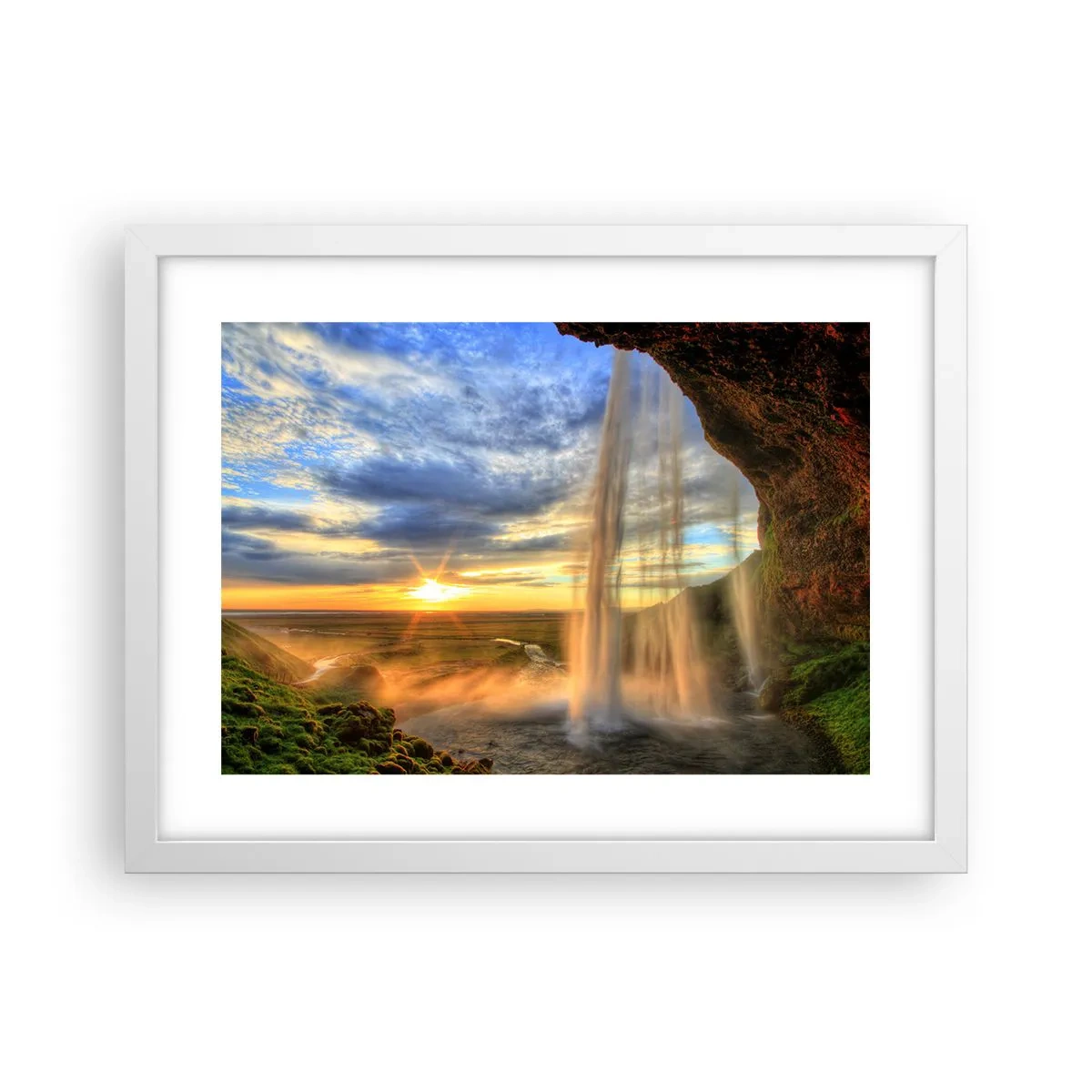 Poster in een witte lijst - De wereld achter een sluier van druppels - 40x30 cm