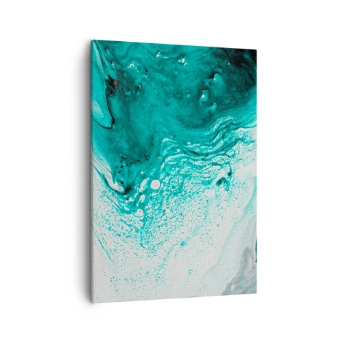 Schilderen op canvas - Versmelten in wit en turkoois - 50x70 cm
