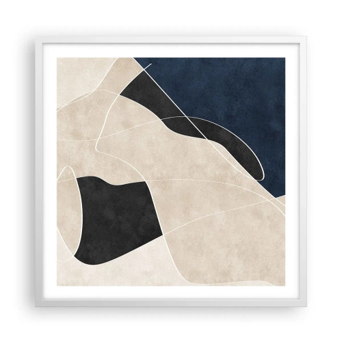Poster in een witte lijst - Abstracte compositie – kleurcontrast - 60x60 cm