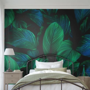 Fotobehang Standard Eco - In de groene menigte - Groene bladeren, Tropische plant, Natuur - 450x315 cm
