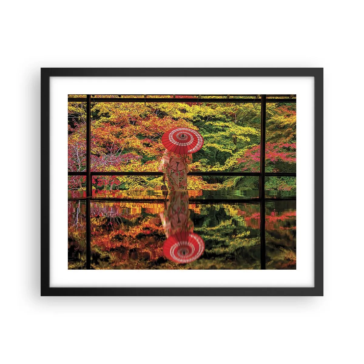 Poster in een zwarte lijst - In de tempel van de natuur - 50x40 cm