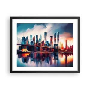 Poster in een zwarte lijst - Een droomachtig New York - 50x40 cm