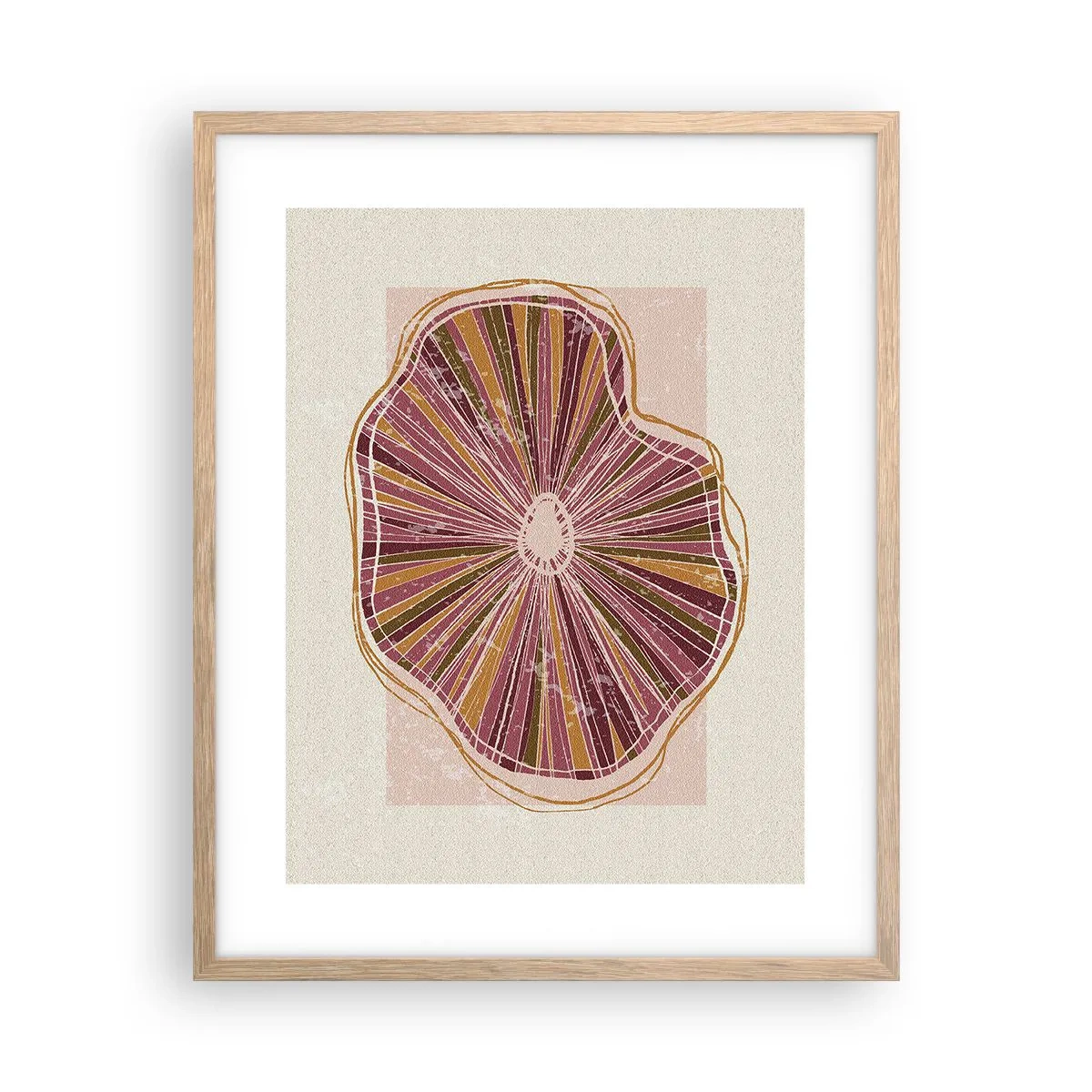 Een poster in een licht eiken lijst - Stralende abstractie - 40x50 cm