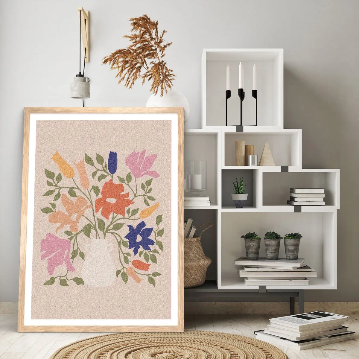 Een poster in een licht eiken lijst - Fijn boeket - 40x50 cm