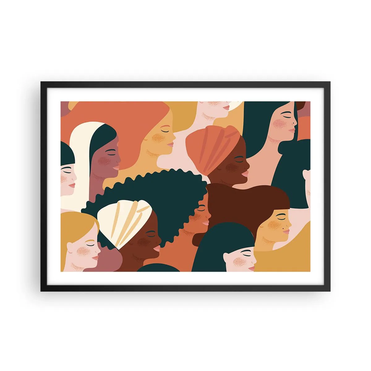 Poster in een zwarte lijst - Alleen vrouwelijkheid - 70x50 cm