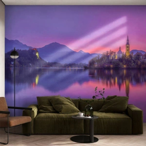 Fotobehang op maat Premium Canvas - Een sprookjesachtig eiland in de schemering - Landschap, Slovenië, Het eiland Bled