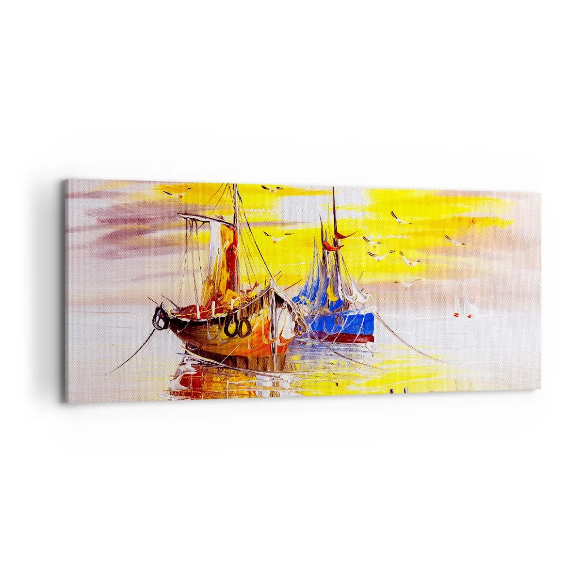 Schilderen op canvas - Een welverdiende rust in de haven - 120x50 cm