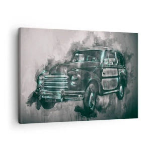 Schilderen op canvas - Een klassieke retro-auto met een artistieke achtergrond - 70x50cm - Geëerde voorouder - Moderne wanddecoratie voor woonkamer en slaapkamer ARTTOR