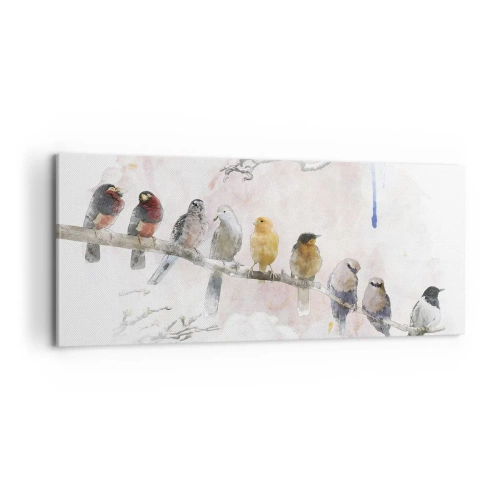 Schilderen op canvas - Gevleugelde ontmoeting - 100x40 cm