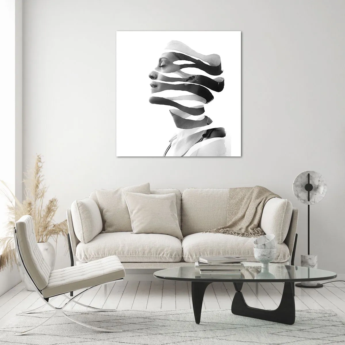 Schilderen op glas - Surrealistisch portret - 40x40 cm