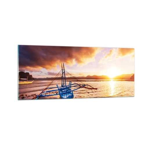 Schilderen op glas - Strek je uit op het zand na een hele dag - 100x40 cm