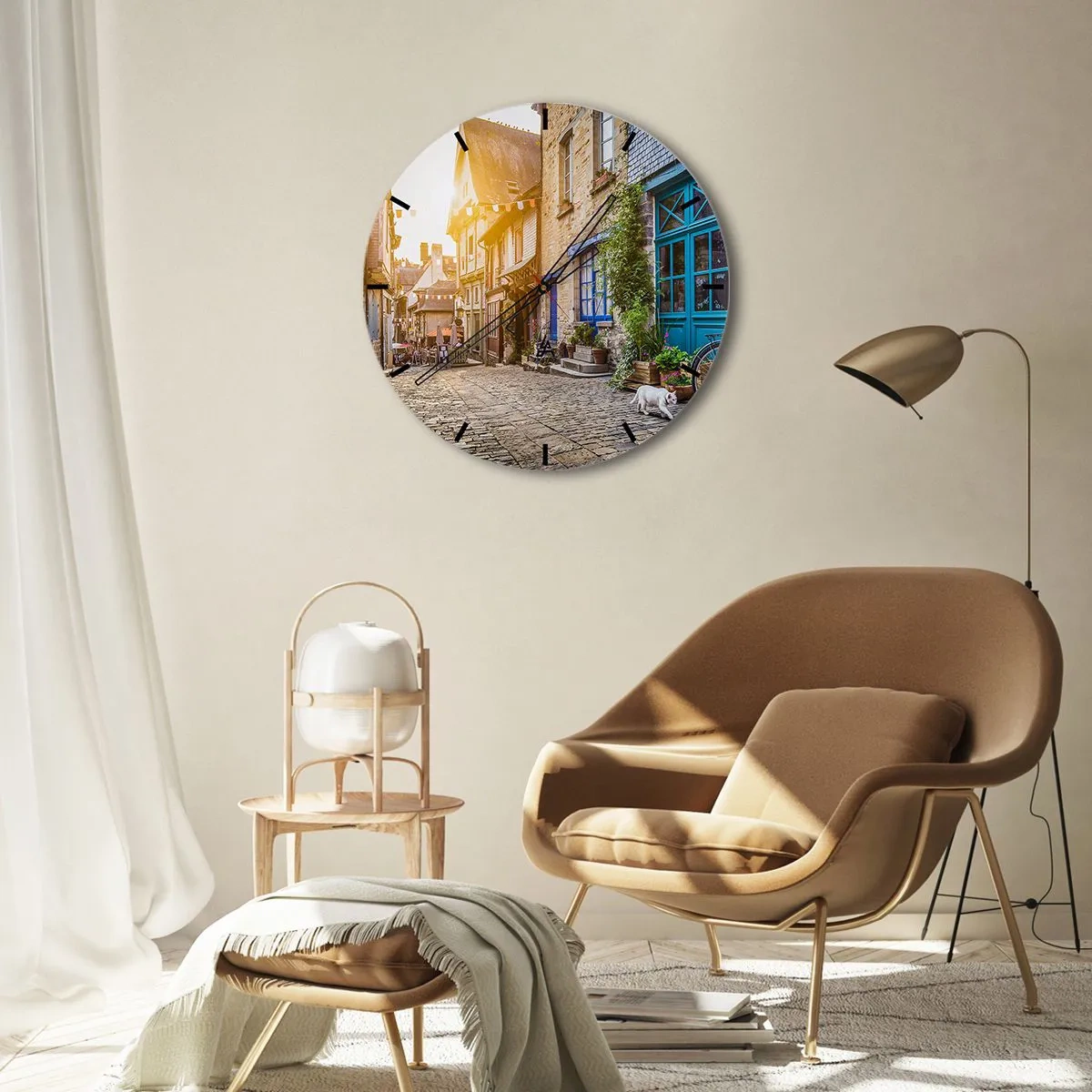 Wandklok - Klok - De witte geest van het stadje - 40x40 cm