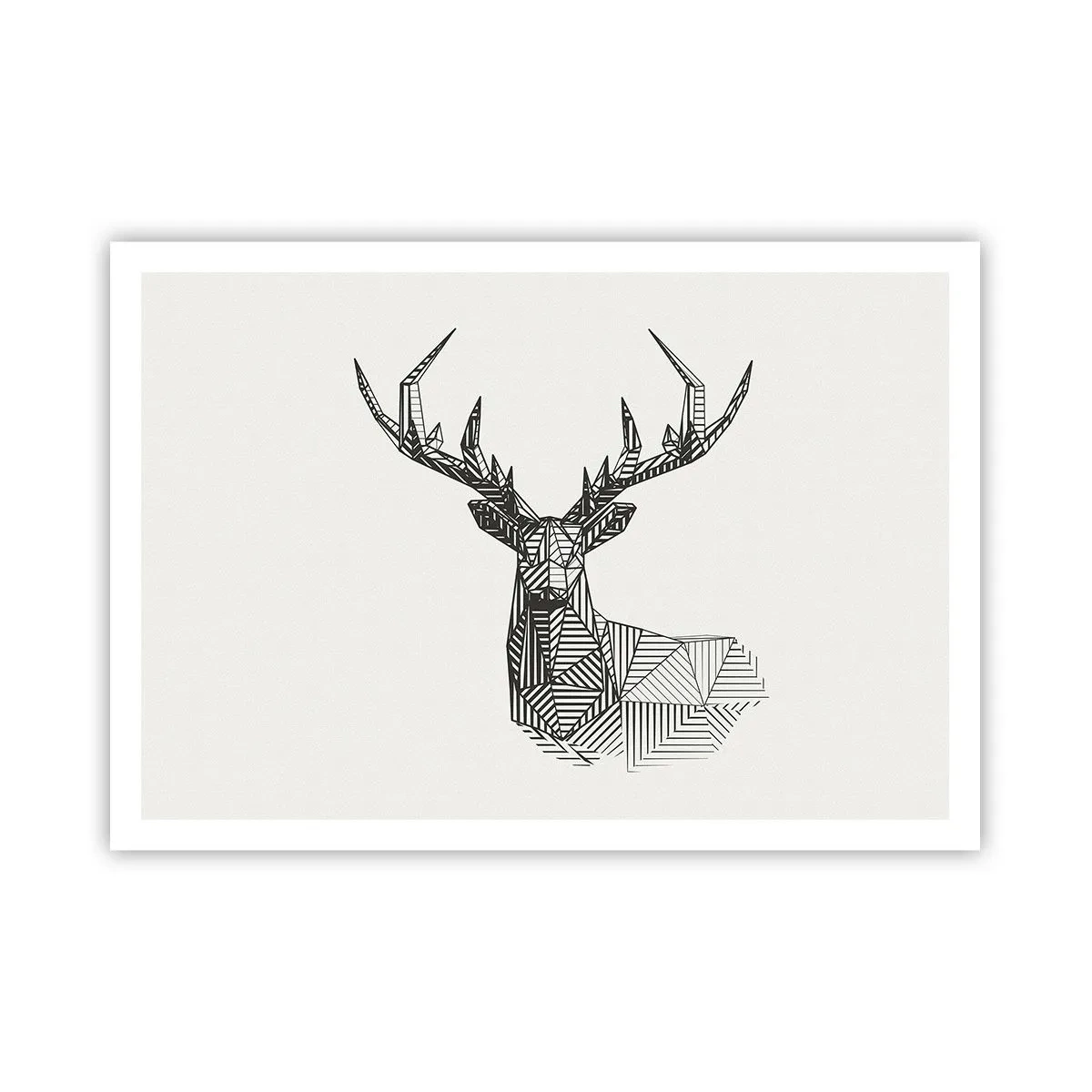 Poster - Een hert in kubistische stijl - 100x70 cm