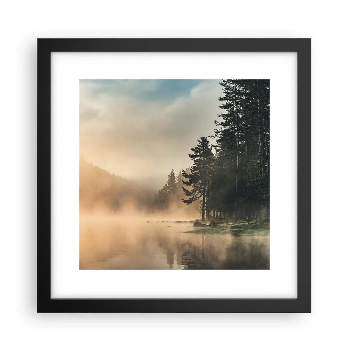 Poster in een zwarte lijst - De geboorte van de dag - 30x30 cm