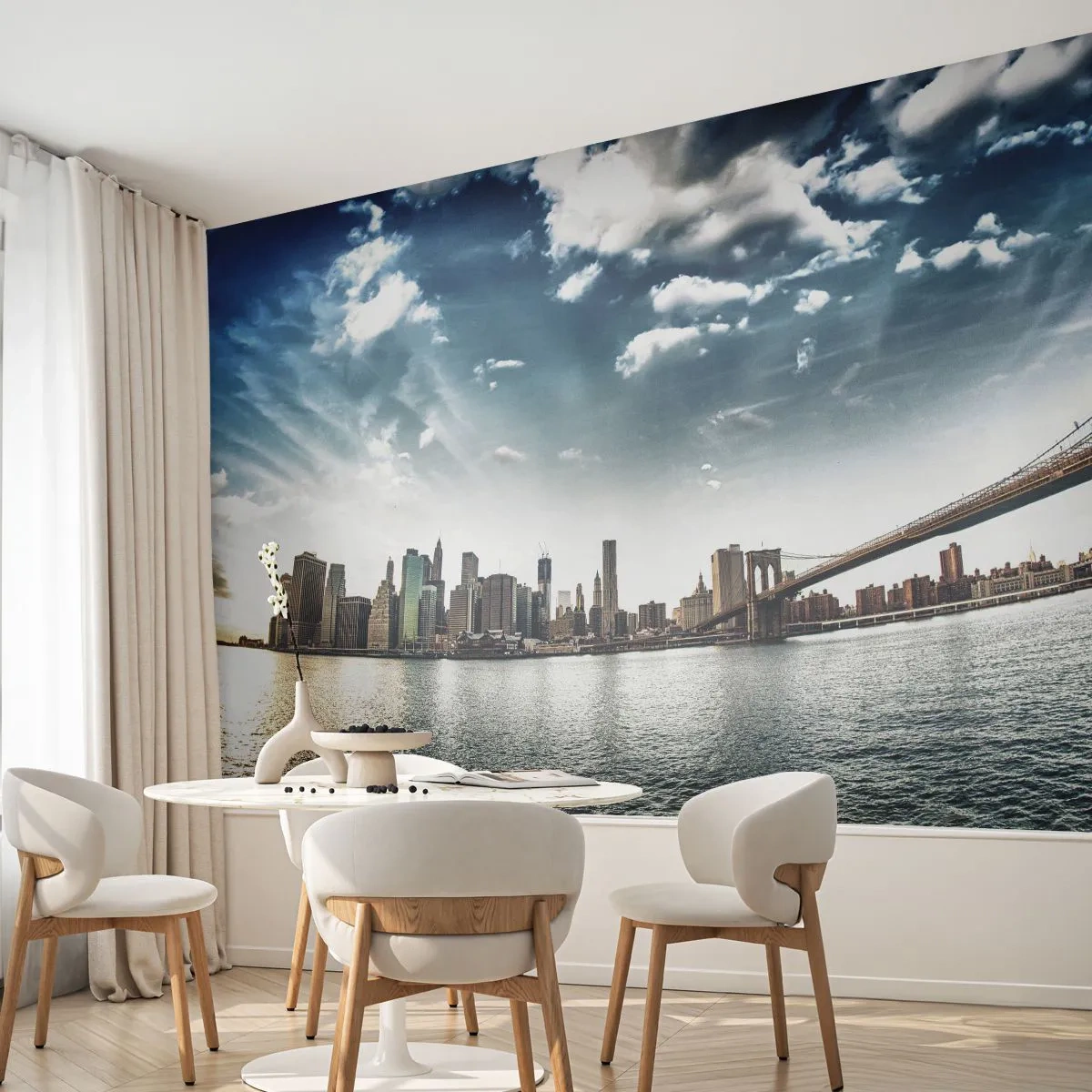 Fotobehang Premium Canvas - Het glazen eiland - Stad, New York, Architectuur - 350x256 cm