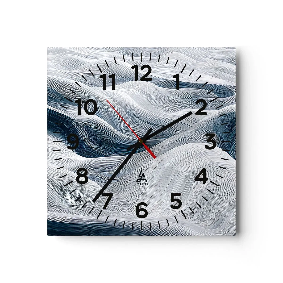 Wandklok - Klok - Witte en blauwe golven - 40x40 cm