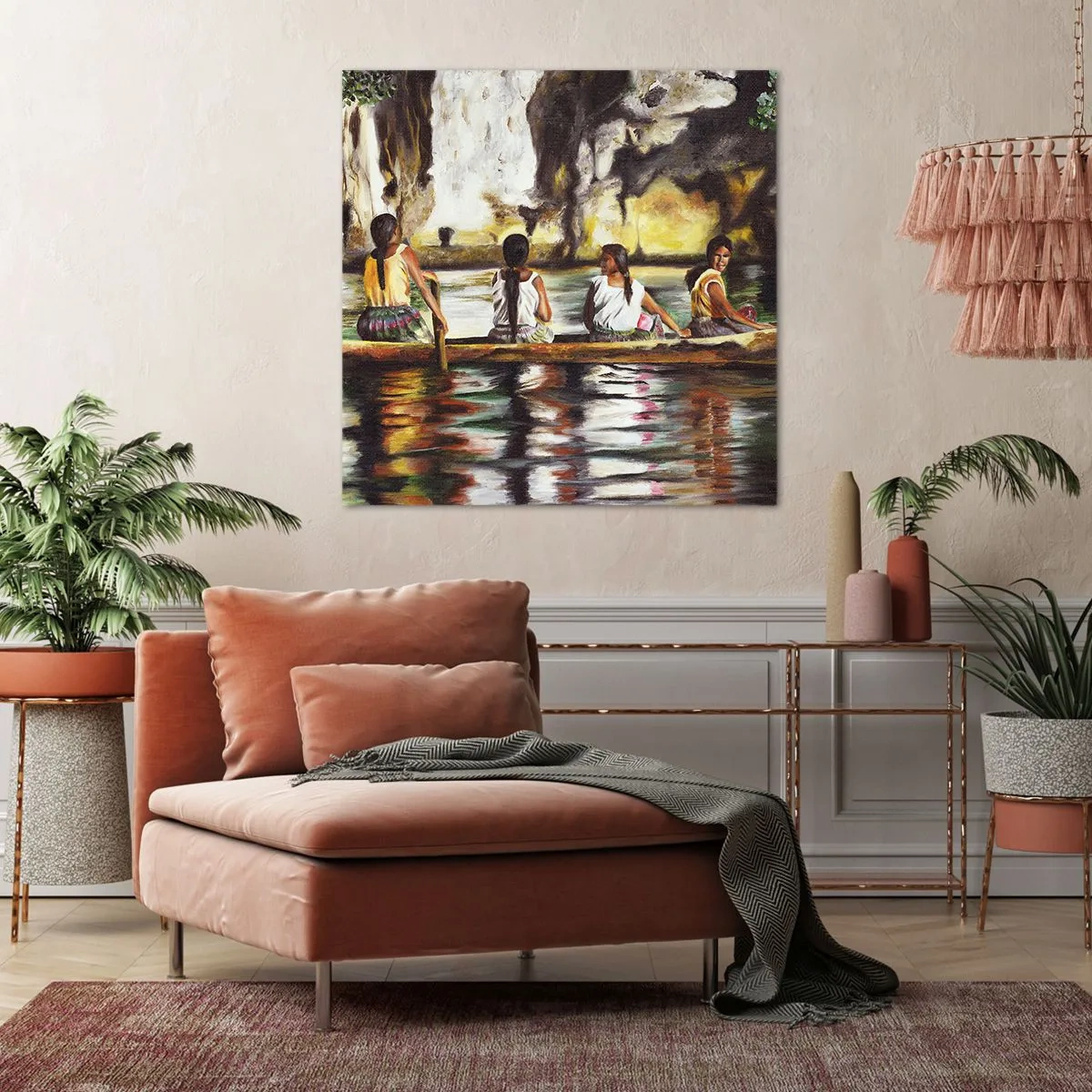 Schilderen op canvas - In een Polynesisch paradijs - 30x30 cm