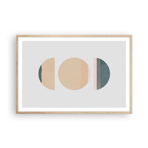 Een poster in een licht eiken lijst - Een Wiel achter een andere - 91x61 cm