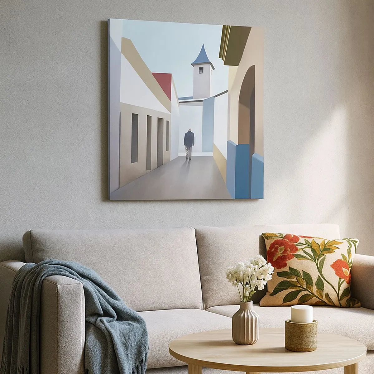 Schilderen op canvas - Een zonnige wandeling - 30x30 cm