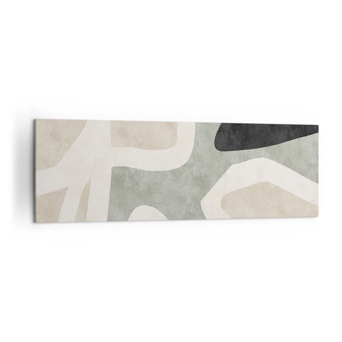 Schilderen op canvas - Compositie met een zwart motief - 160x50 cm