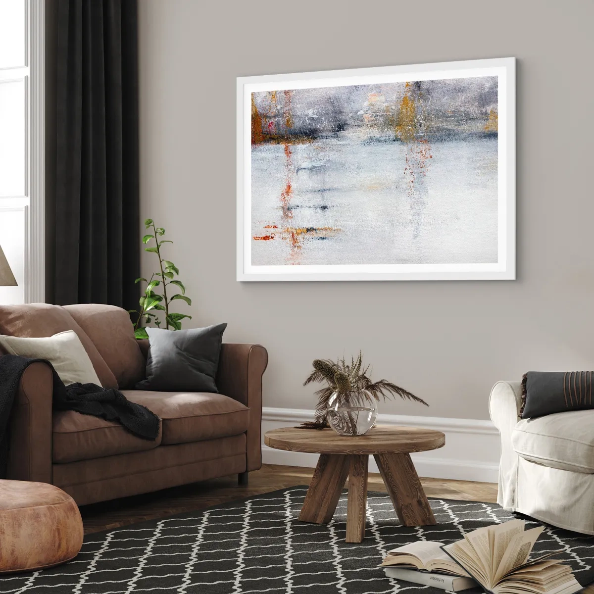 Poster in een witte lijst - Achter de luchtgordijn - 40x30 cm