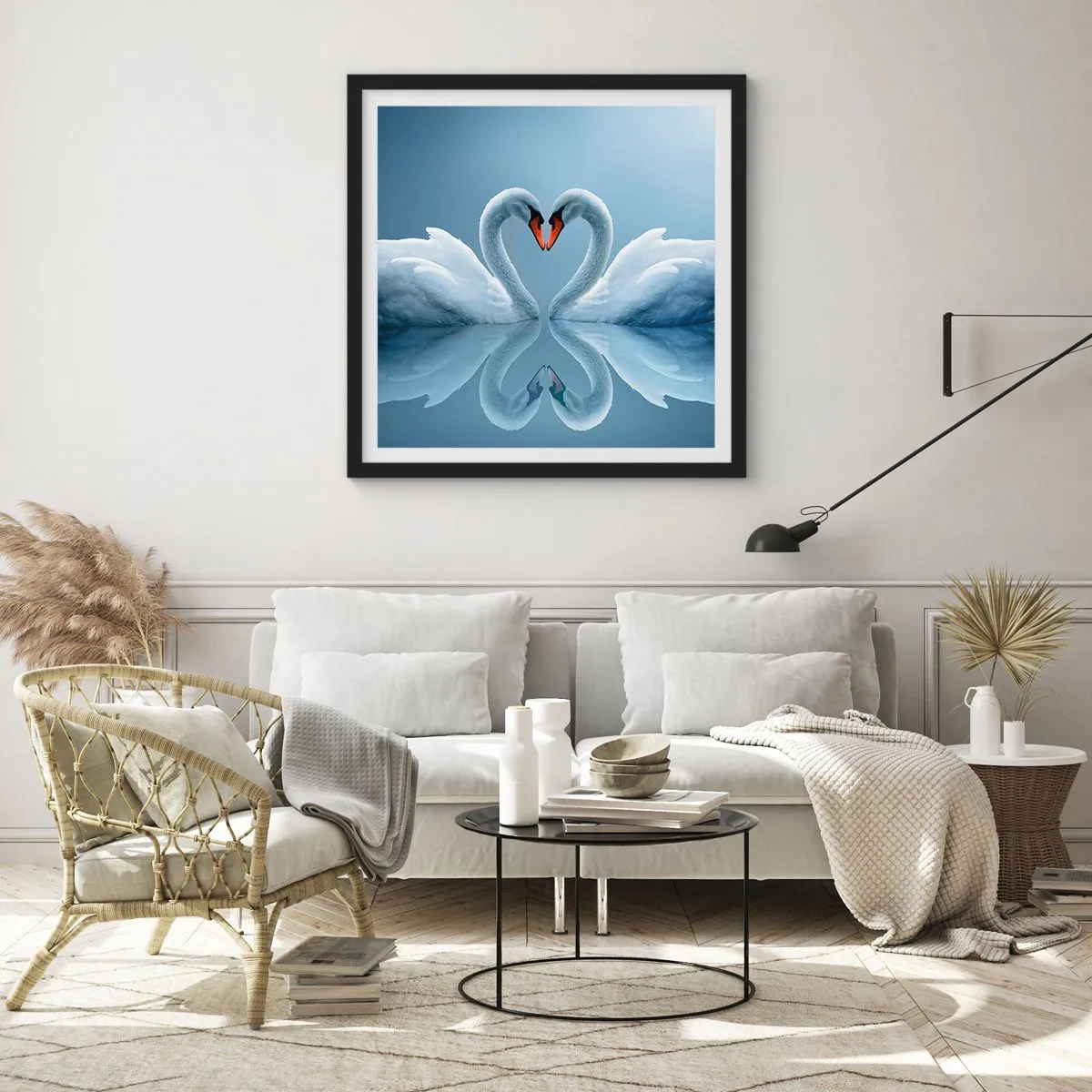 Poster in een zwarte lijst - Tijd voor liefde - 30x30 cm