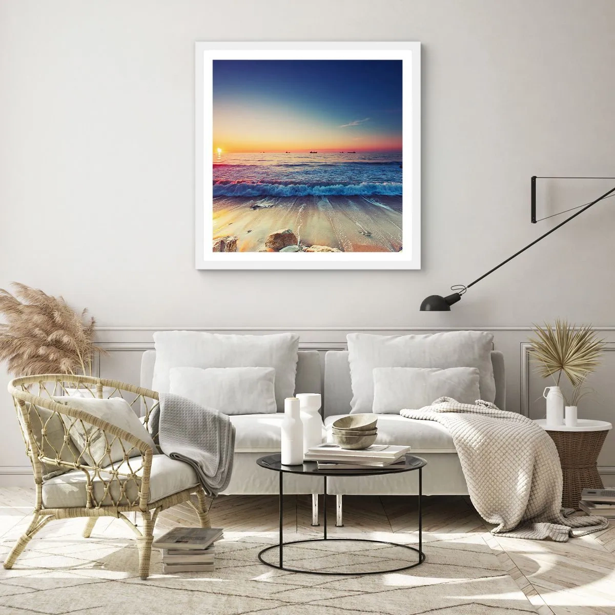 Poster in een witte lijst - Hoe zit het met de horizon? - 40x40 cm