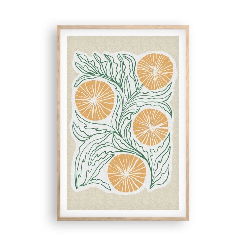 Een poster in een licht eiken lijst - Etnisch met een vleugje abstractie - 61x91 cm