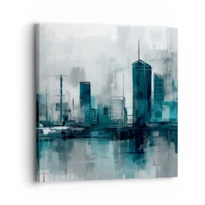 Schilderen op canvas - Een stad in de kleur van regen - 30x30 cm