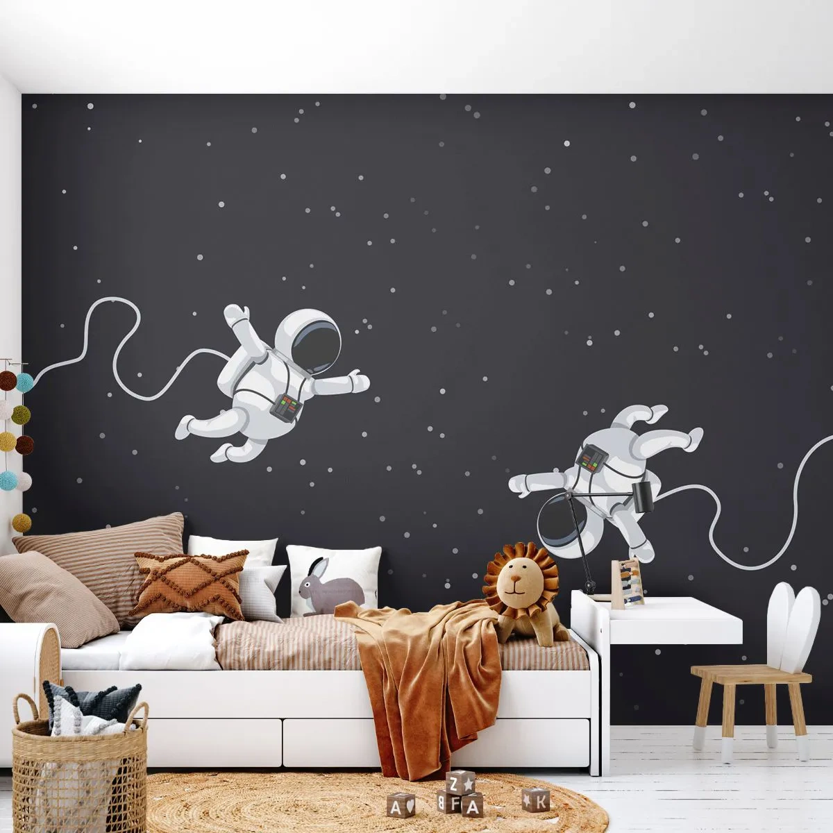 Fotobehang Premium Canvas - Kosmische dans - Abstractie, Astronaut, Kosmos - 500x350 cm