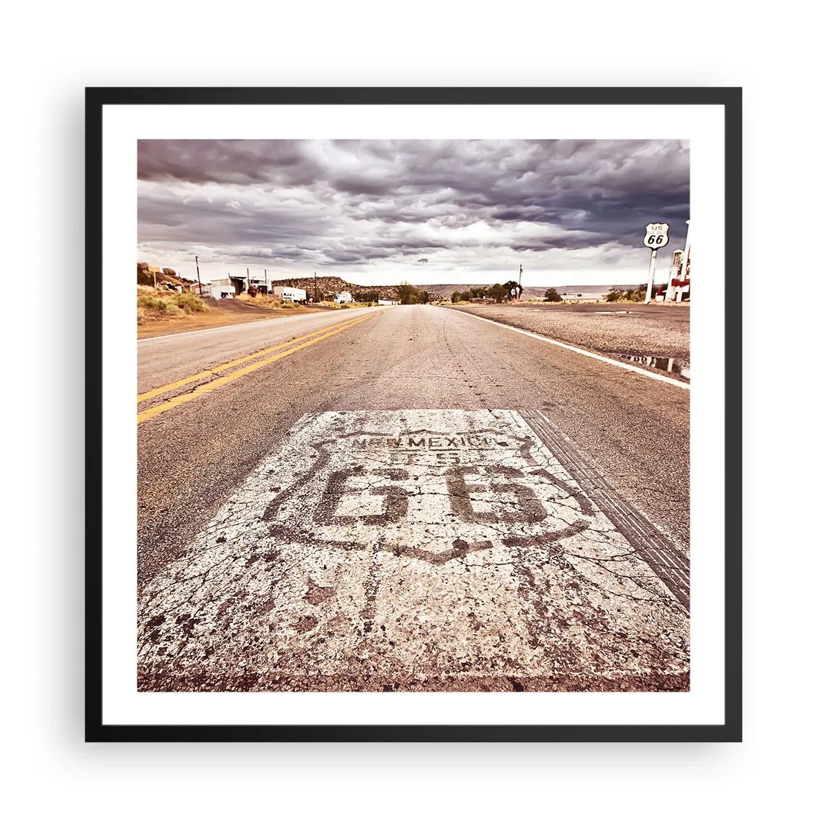 Poster in een zwarte lijst - Mother Road - een Amerikaanse legende - 60x60 cm