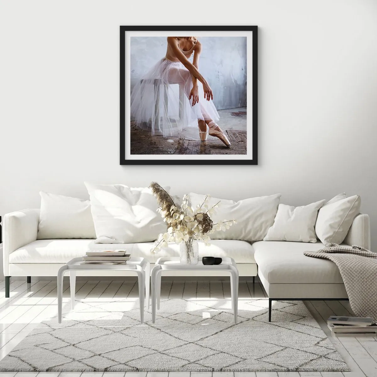 Poster in een zwarte lijst - Voordat de oprijlichten schijnen - 60x60 cm