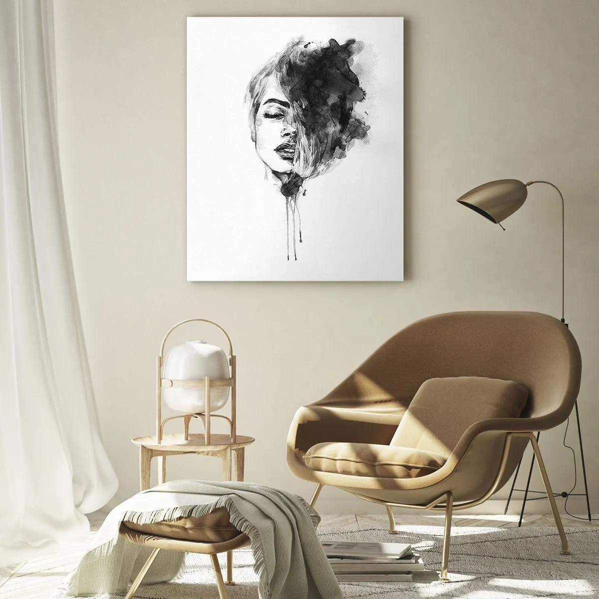 Schilderen op glas - Waar droomt het meisje over? - 70x100 cm