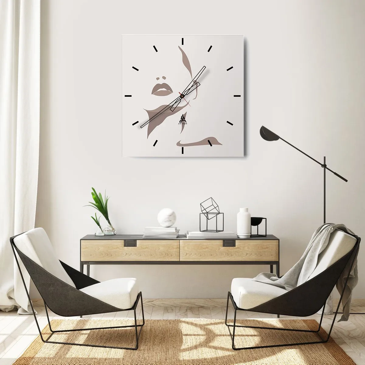 Wandklok - Klok - Gemaakt van licht en schaduw - 30x30 cm