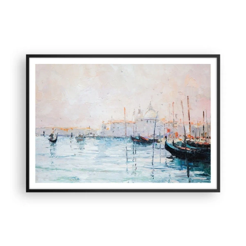 Poster in een zwarte lijst - Achter het water, achter de mist - 100x70 cm