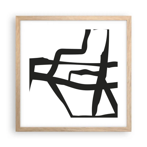 Een poster in een licht eiken lijst - Zwart-wit ontwerp - 40x40 cm