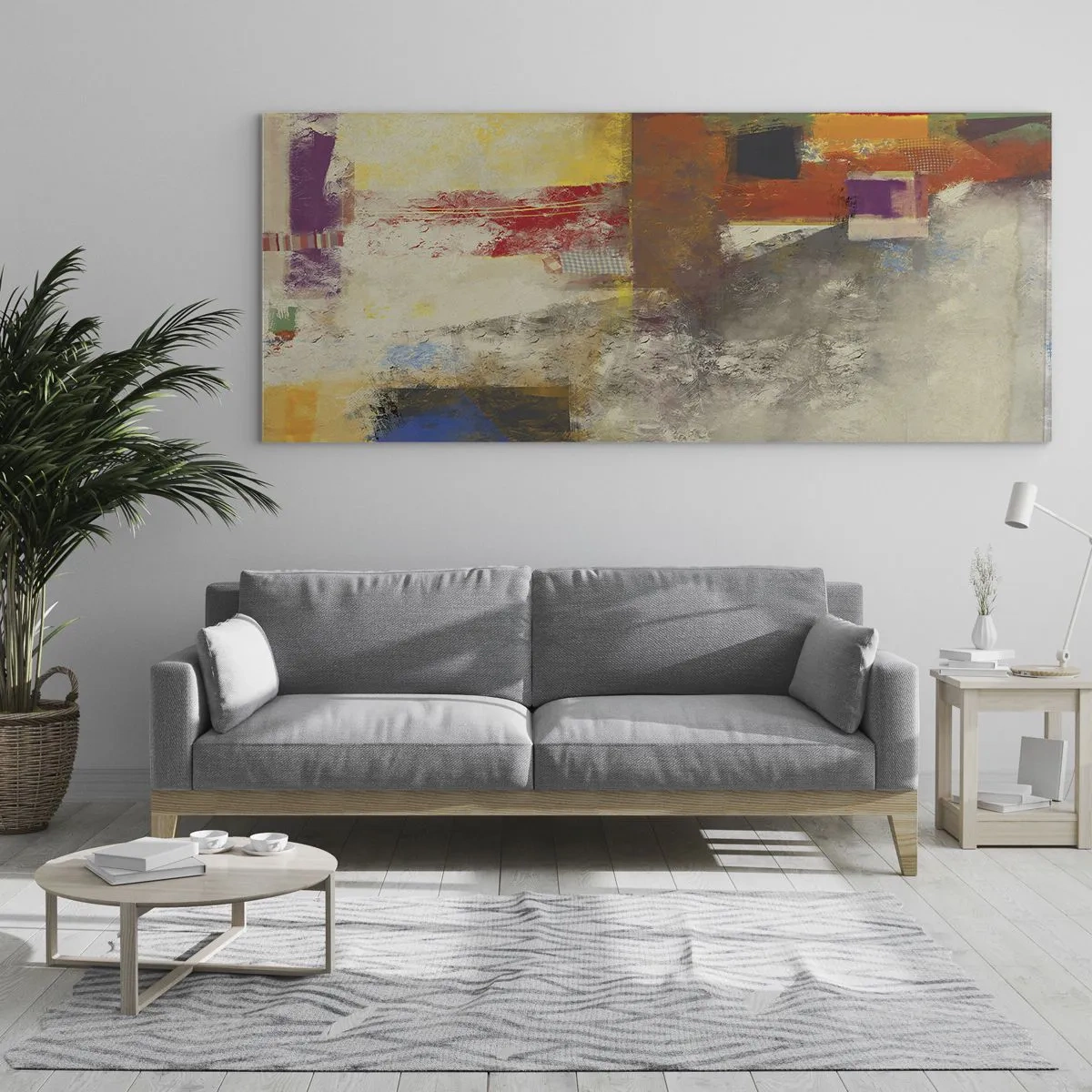 Schilderen op glas - Kleur geometrie - 100x40 cm