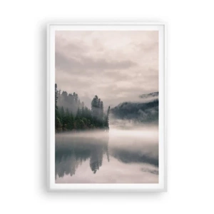 Poster in een witte lijst - In reflectie, in de mist - 70x100 cm