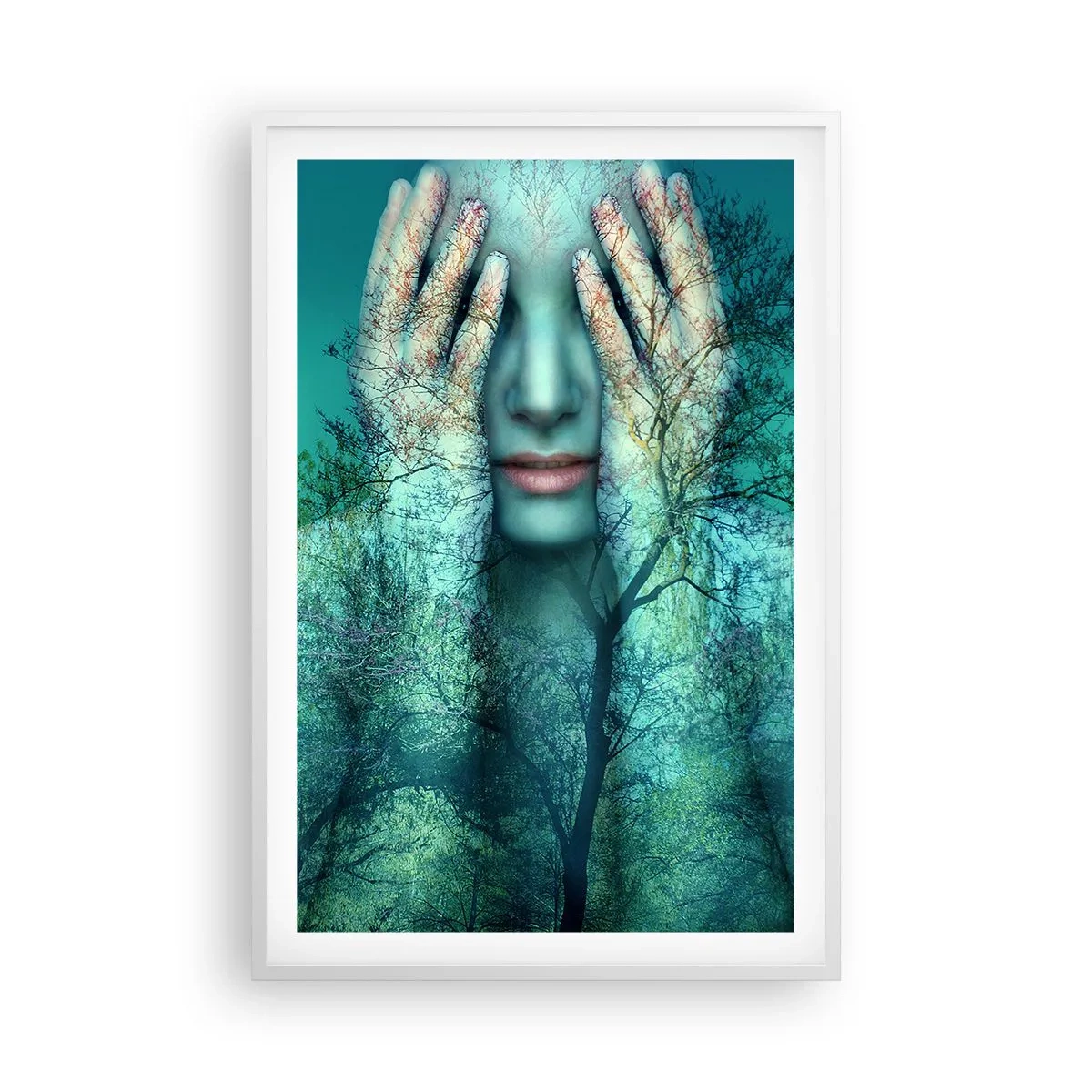 Poster in een witte lijst - Ondergedompeld in blauw - 61x91 cm