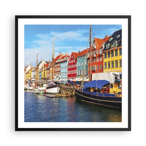 Poster in een zwarte lijst - Vrolijke werf - 60x60 cm